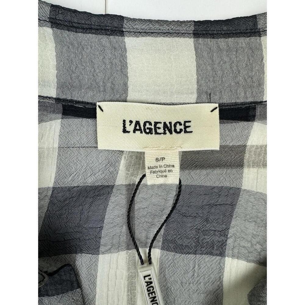 L'Agence Argo Plaid Button-Up Blouse White Black Size S - Picture 4 of 6